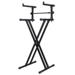 2-TIER DUAL PIANO KEYBOARD STAND - X type - Double Braced Studio Adjustable