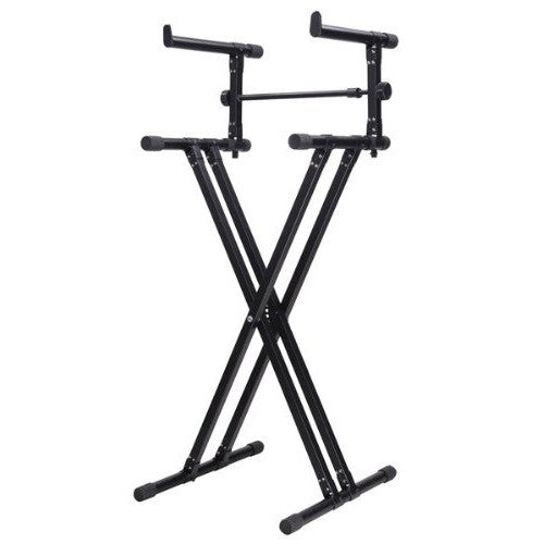 2-TIER DUAL PIANO KEYBOARD STAND - X type - Double Braced Studio Adjustable