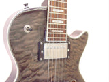 ELECTRIC GUITAR - GRAPHITE BLACK QUILTED MAPLE - HOLLOW BODY F-Soundhole SUPREME