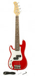 Left Handed Electric Bass Guitar Red - Small Scale 36" Inch Childrens Mini Kids