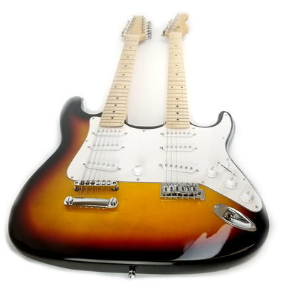 Double Neck Electric Guitar, 12 String & 6 String, Color: Sunburst Tobacco