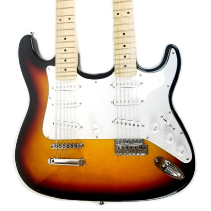 Double Neck Electric Guitar, 12 String & 6 String, Color: Sunburst Tobacco