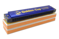 Blue Harmonica 48 Holes Key of C- Mouth Harp - Golden Cup