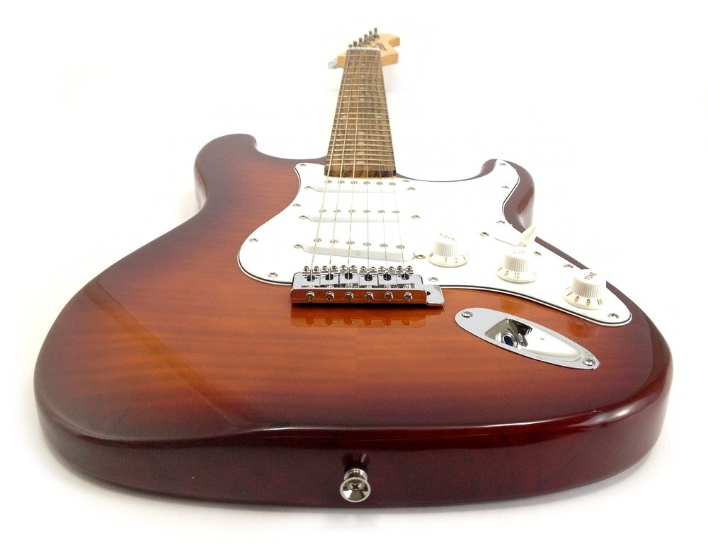 Strat - St Flame Maple - Sunburst Tobacco Exotic Wood - Custom Electric Guitar