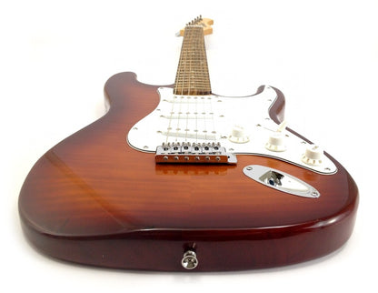 Strat - St Flame Maple - Sunburst Tobacco Exotic Wood - Custom Electric Guitar