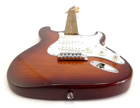 Strat - St Flame Maple - Sunburst Tobacco Exotic Wood - Custom Electric Guitar