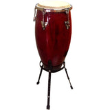 11" inch Conga Hand Drum Musical Percussion Instruments with Red Wine Gloss Finish and Drummer Stand and Rawhide Tumbadora Head