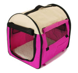 PET CARRIER - Dog House Soft Crate Cage Kennel - PORTABLE - Pink and White by EDM