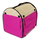 PET CARRIER - Dog House Soft Crate Cage Kennel - PORTABLE - Pink and White by EDM