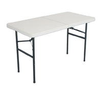 4' Foot White Center Fold Multipurpose Utility Folding Table w/ Carrying Handle