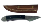 Damascus Steel Kiridashi -Japanese Utility Knife Leather Sheath Custom Handmade