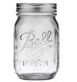 Glass Canning Pickling Mason Jars 16 oz Regular Mouth 6 Pack With Lids and Bands