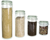 4 Piece Glass Food Storage Jars with Airtight Lids, for Candy, Pasta, or Spices
