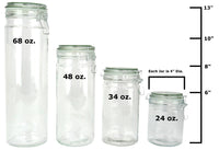 4 Piece Glass Food Storage Jars with Airtight Lids, for Candy, Pasta, or Spices
