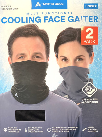 2-Pack Head Cooling Gaiters UPF 50+ Moisture Wicking Headband, Scarf, Balaclava