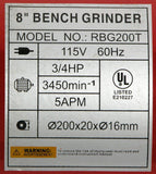 ELECTRIC BENCH GRINDER - 8" inch - POWER TOOL HOT NEW!