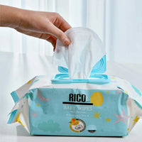 RICO Baby Wipes 100-Pack, Fragrance Free, Extra Large 7.1x7.1" , Moisturizing