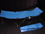 Portable Folding Camping Cot Blue w. Bag - Camp Bed, Compact, Travel Bed, Beach