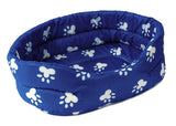 PET BED 20" Blue w. White Paw Prints Dog Cat Puppy Cushion Pillow Large