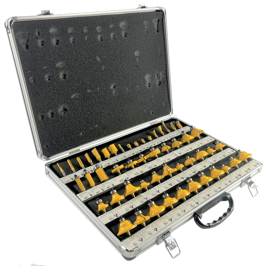 50 Piece EDM ROUTER BIT SET - 1/4" Shank Tungsten Carbide Edges in Aluminum Case